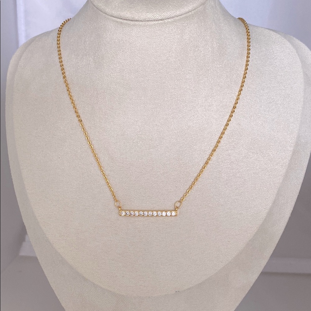 18k gp cz bar pendant necklace